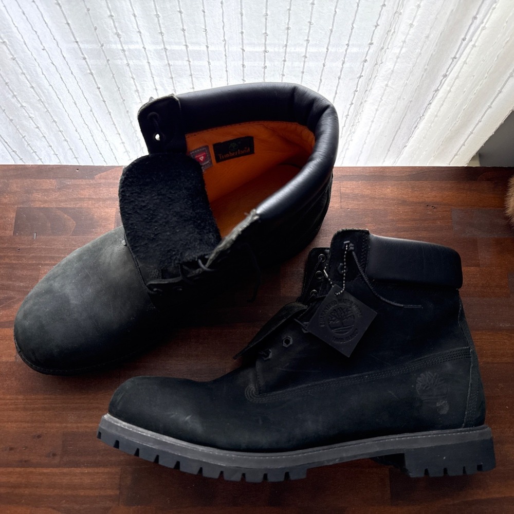 Timberland Premium Waterproof Black Nubuck Men's Boots Lace Up Size 17